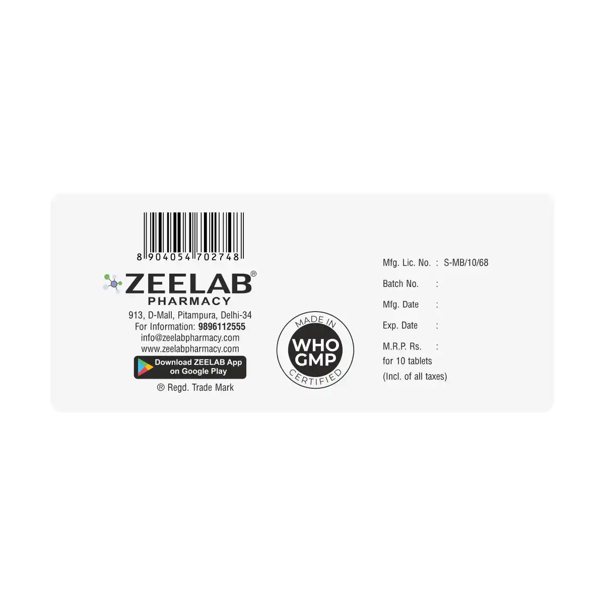 Zedoxy 100 DT Antibacterial Tablet