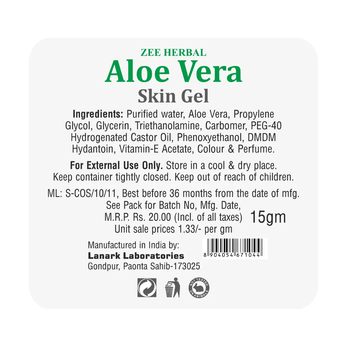 ZEE HERBAL Aloe Vera Skin Gel | Hydrating & Soothing Gel for Face & Skin