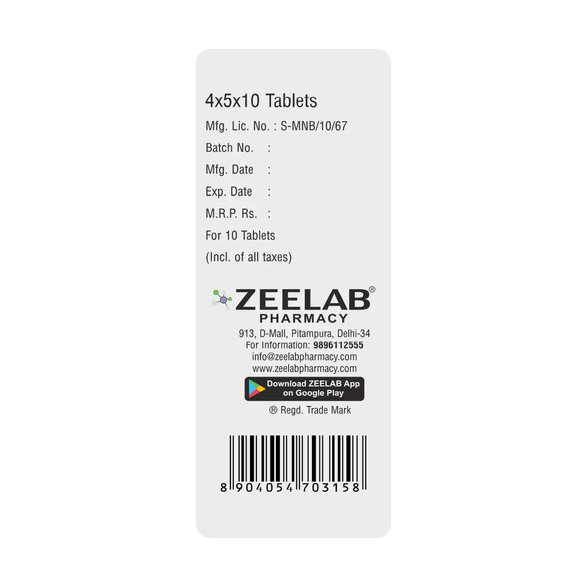 Zeeftal Abdominal Pain Tablets