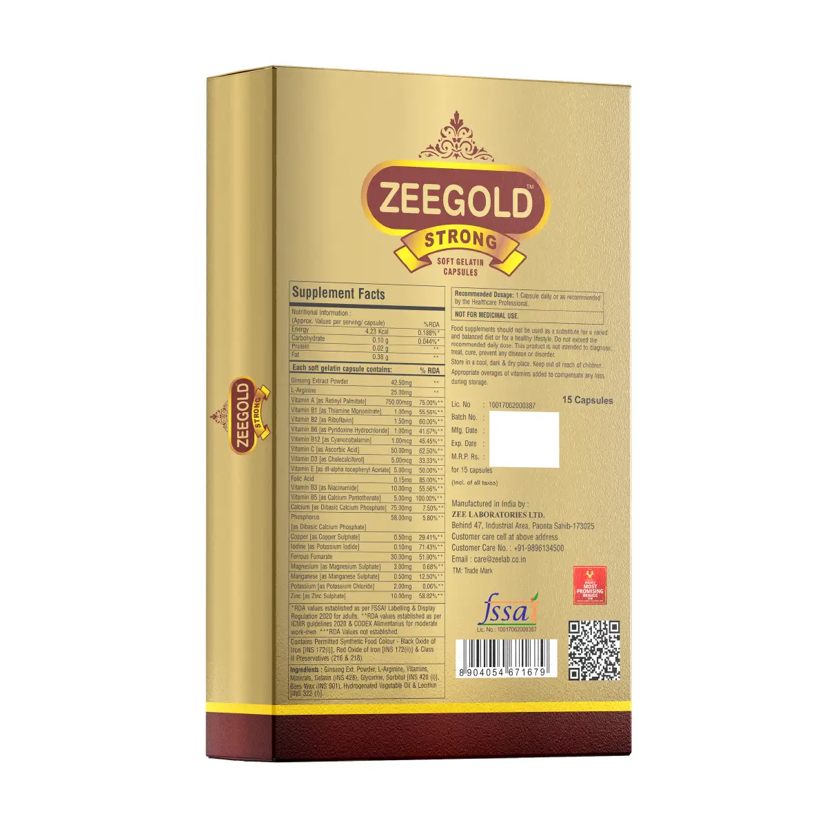 Zeegold Strong Men 15 Capsule | Helps Boost Strength, Stamina & Energy