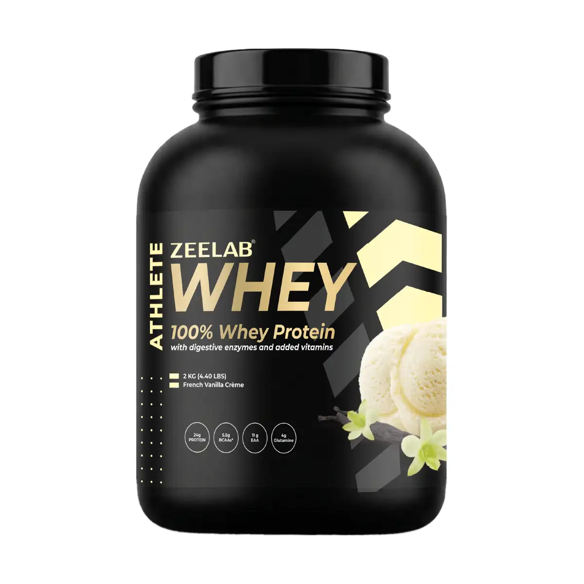 Zeelab Athlete 100% Whey Protein 2 kg (4.4 lb) French Vanilla Creme