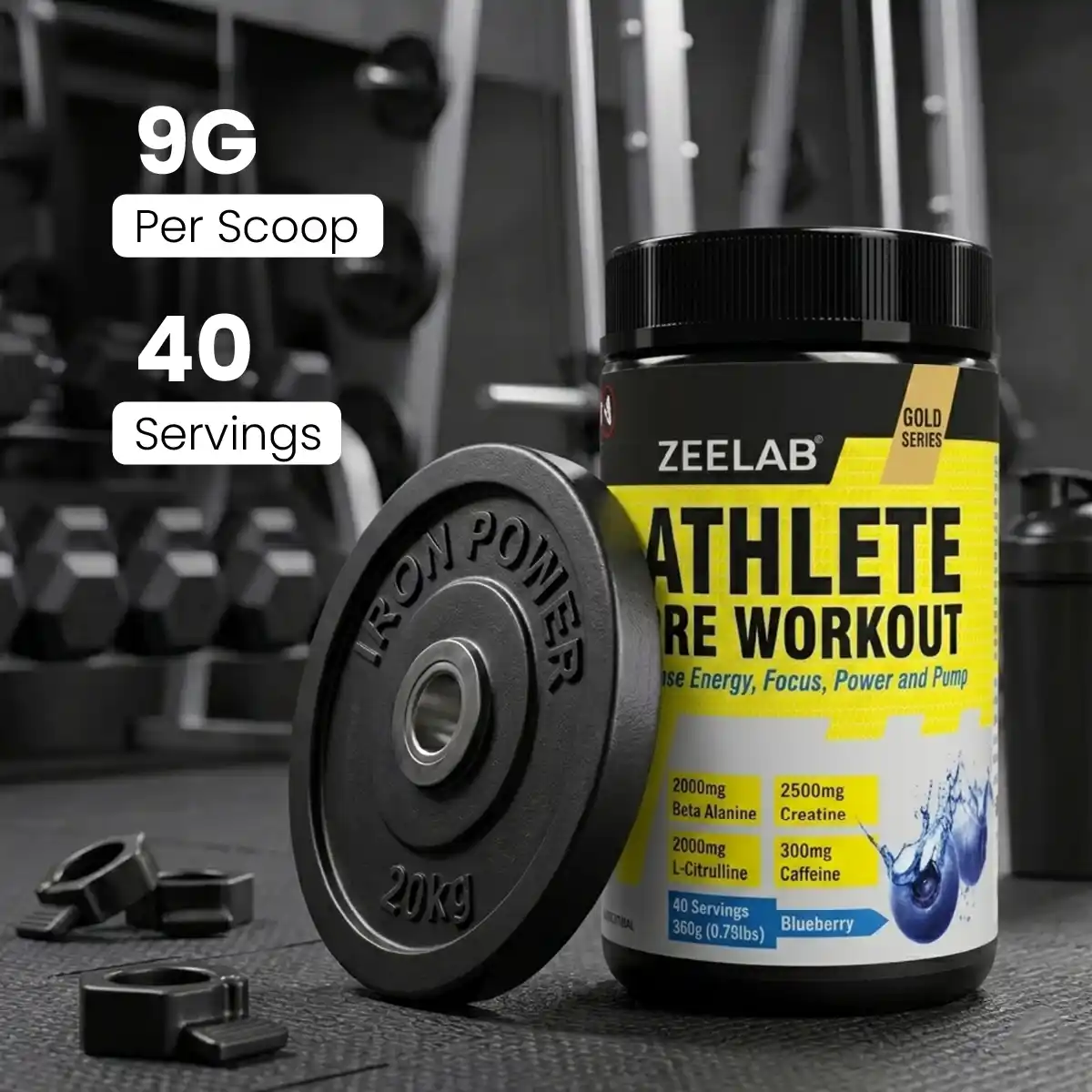 Zeelab Athlete Pre Workout Blueberry Flavour - 360gm