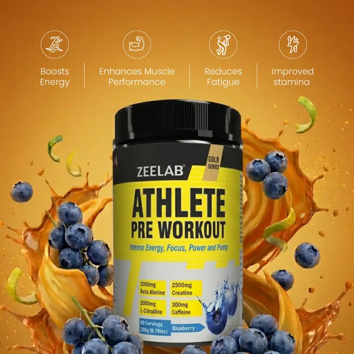 Zeelab Athlete Pre Workout Blueberry Flavour - 360gm