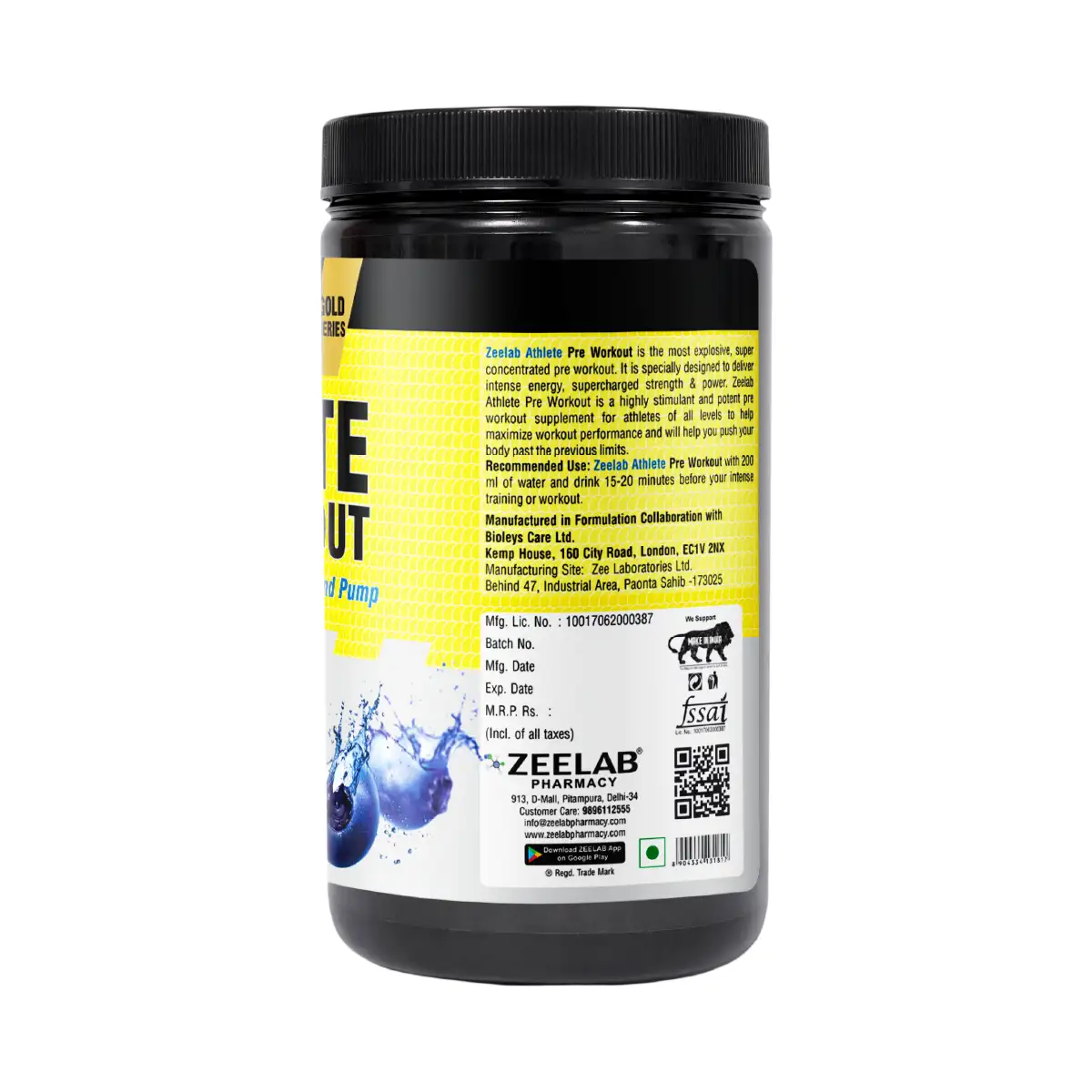 Zeelab Athlete Pre Workout - Blueberry Flavour