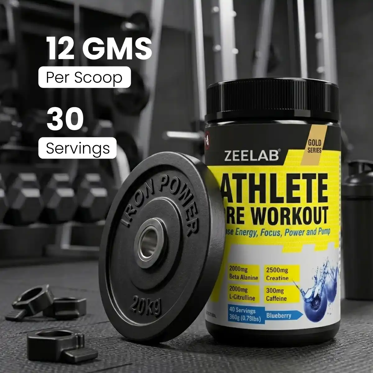 Zeelab Athlete Pre Workout Blueberry Flavour - 360gm
