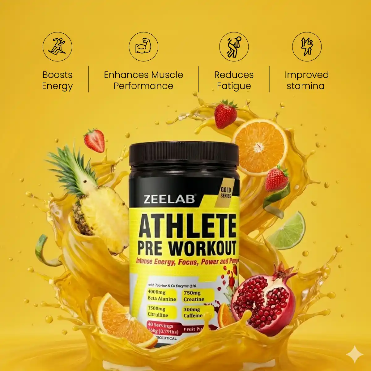 Zeelab Athlete Pre Workout Fruit Punch - 360gm