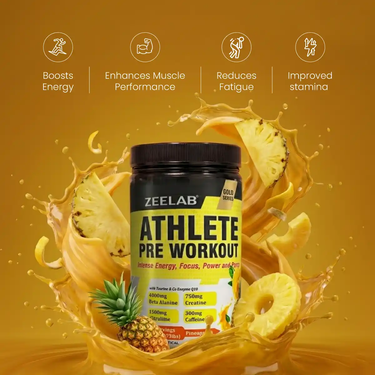 Zeelab Athlete Pre Workout Pineapple Flavour - 360gm