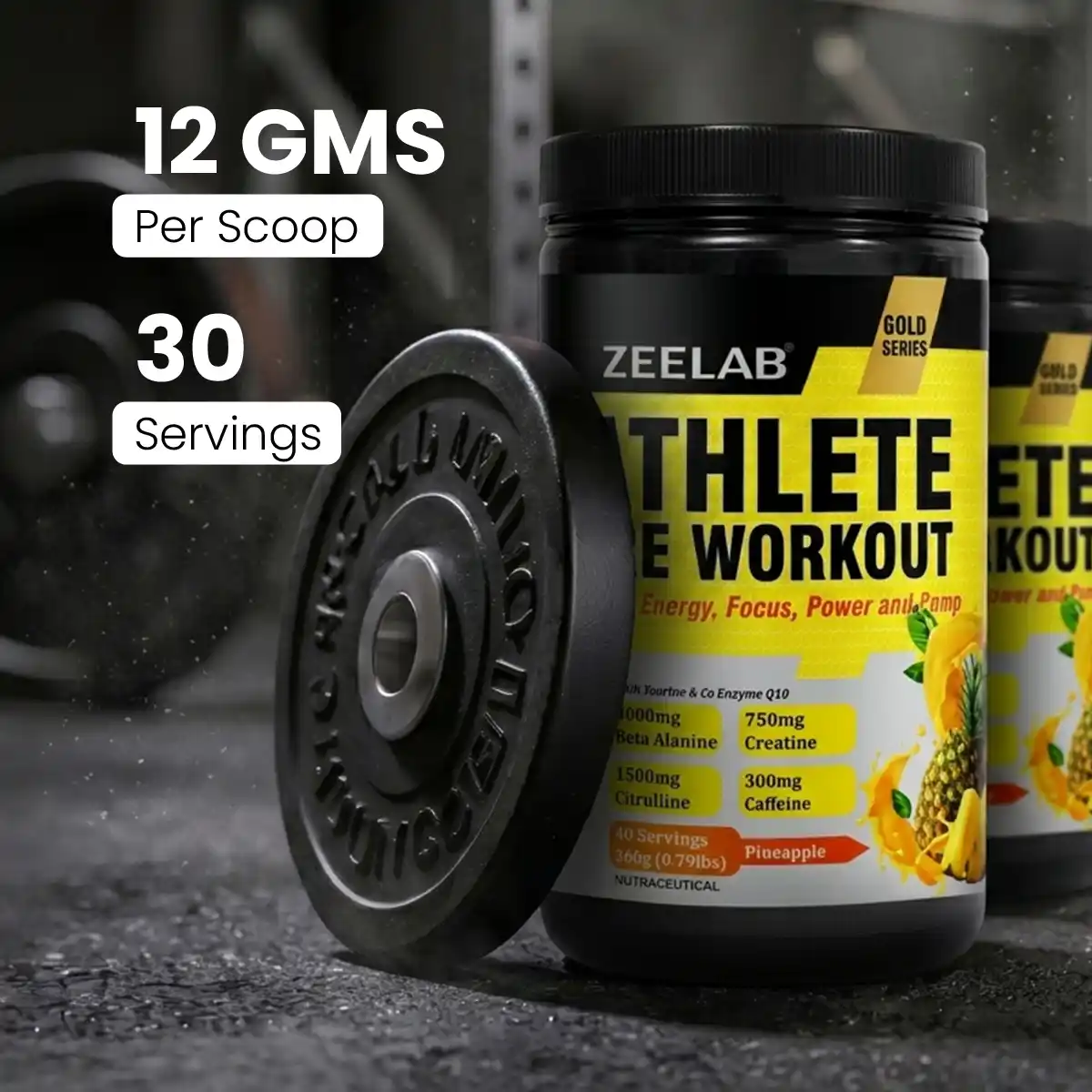 Zeelab Athlete Pre Workout Pineapple Flavour - 360gm