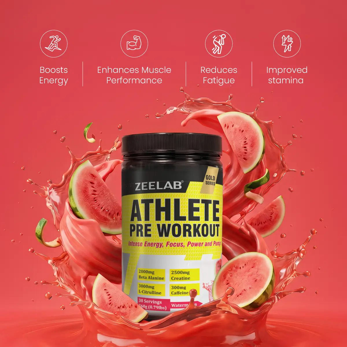 Zeelab Athlete Pre Workout Watermelon Flavour - 360gm