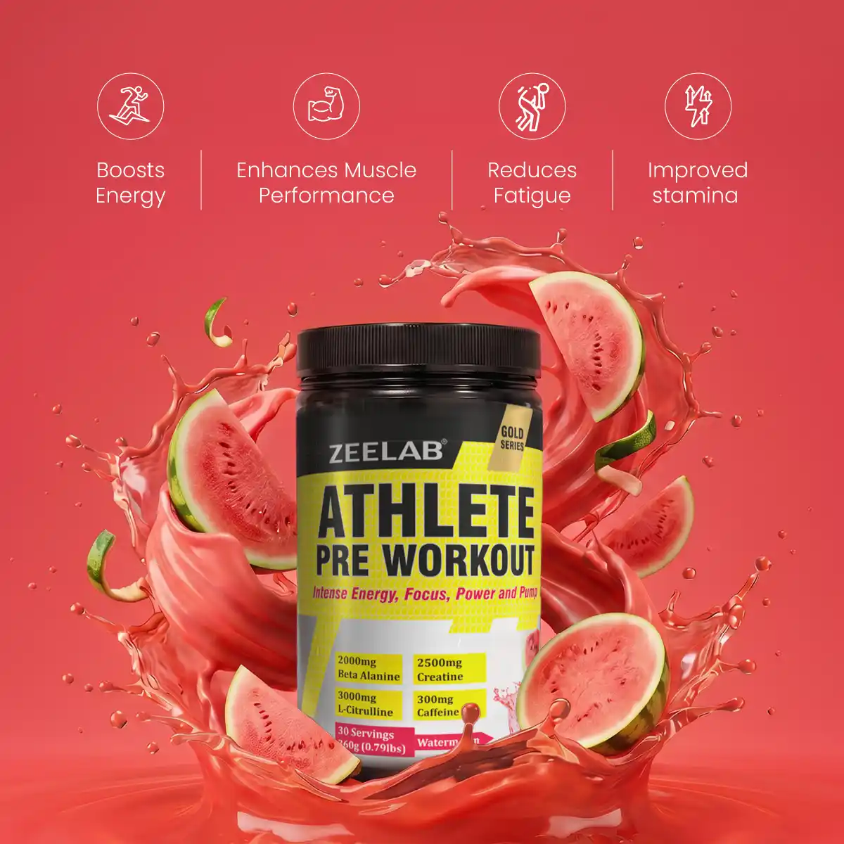 Zeelab Athlete Pre Workout Watermelon Flavour - 360gm