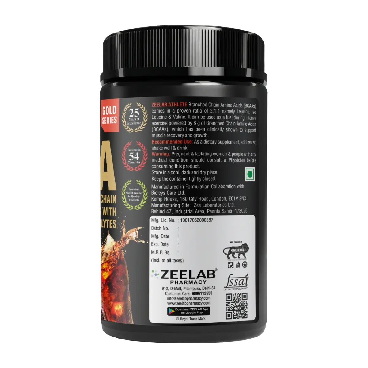 ZEELAB BCAA Cola Flavour - 400gm