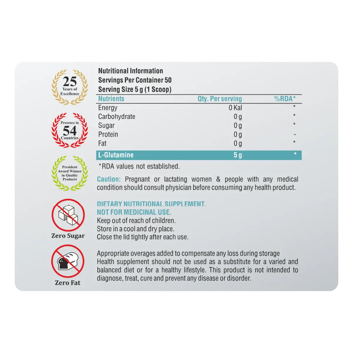 Zeelab L-Glutamine Powder 250 gm