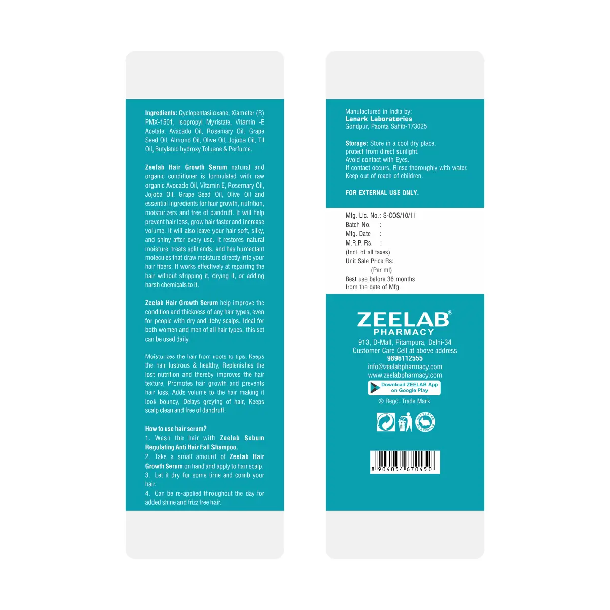 Zeelab Hair Growth Serum 100ml