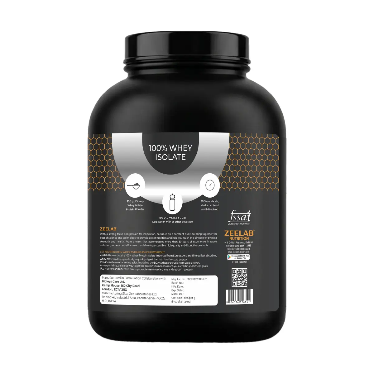 ZEELAB HERO 100% Whey Protein Isolate - Cafe Mocha