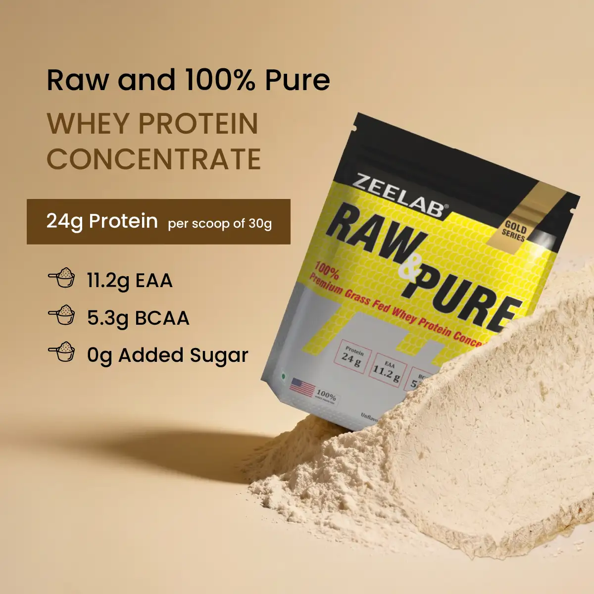 Raw and Pure Whey Protein Concentrate 100% 