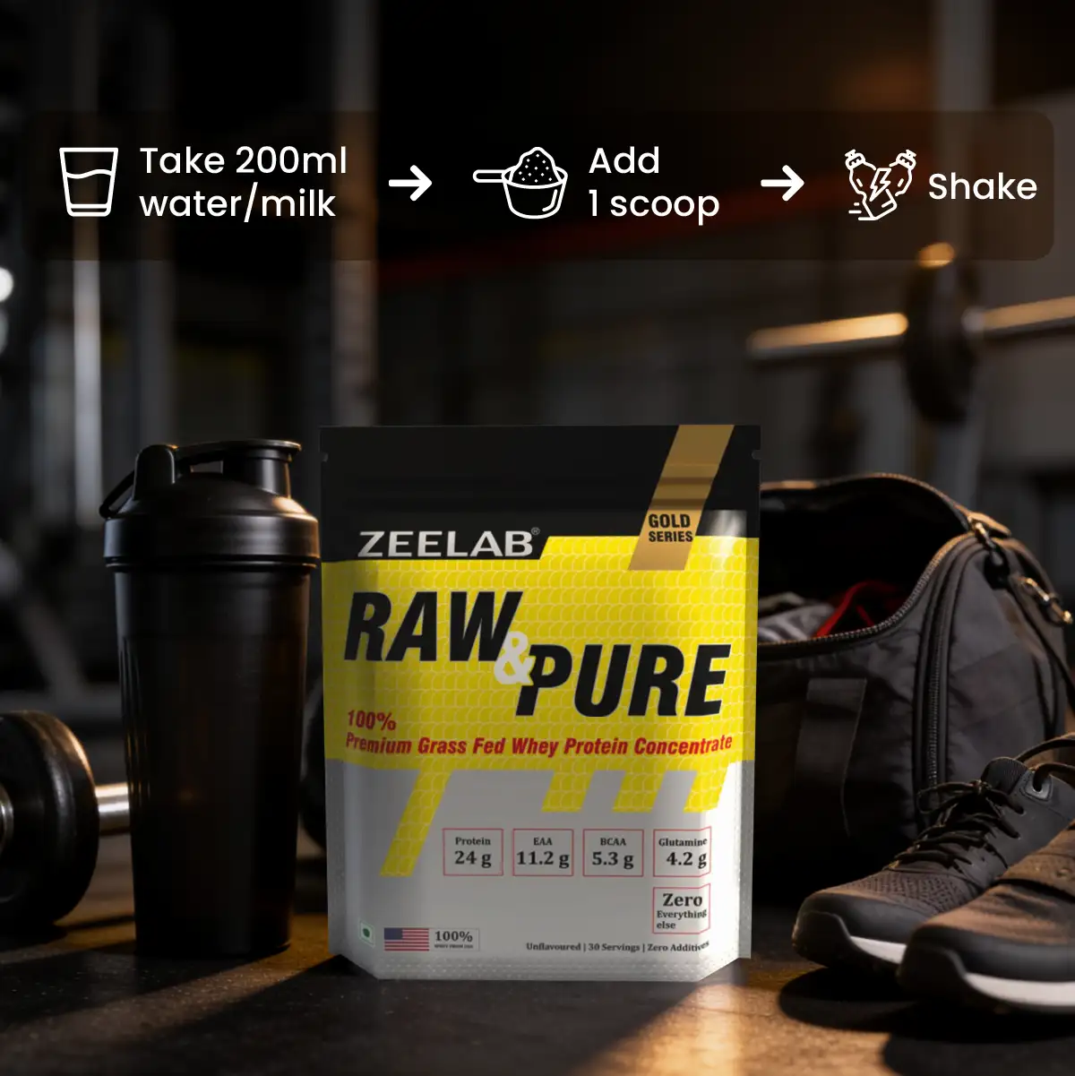 Raw and Pure Whey Protein Concentrate 100% 