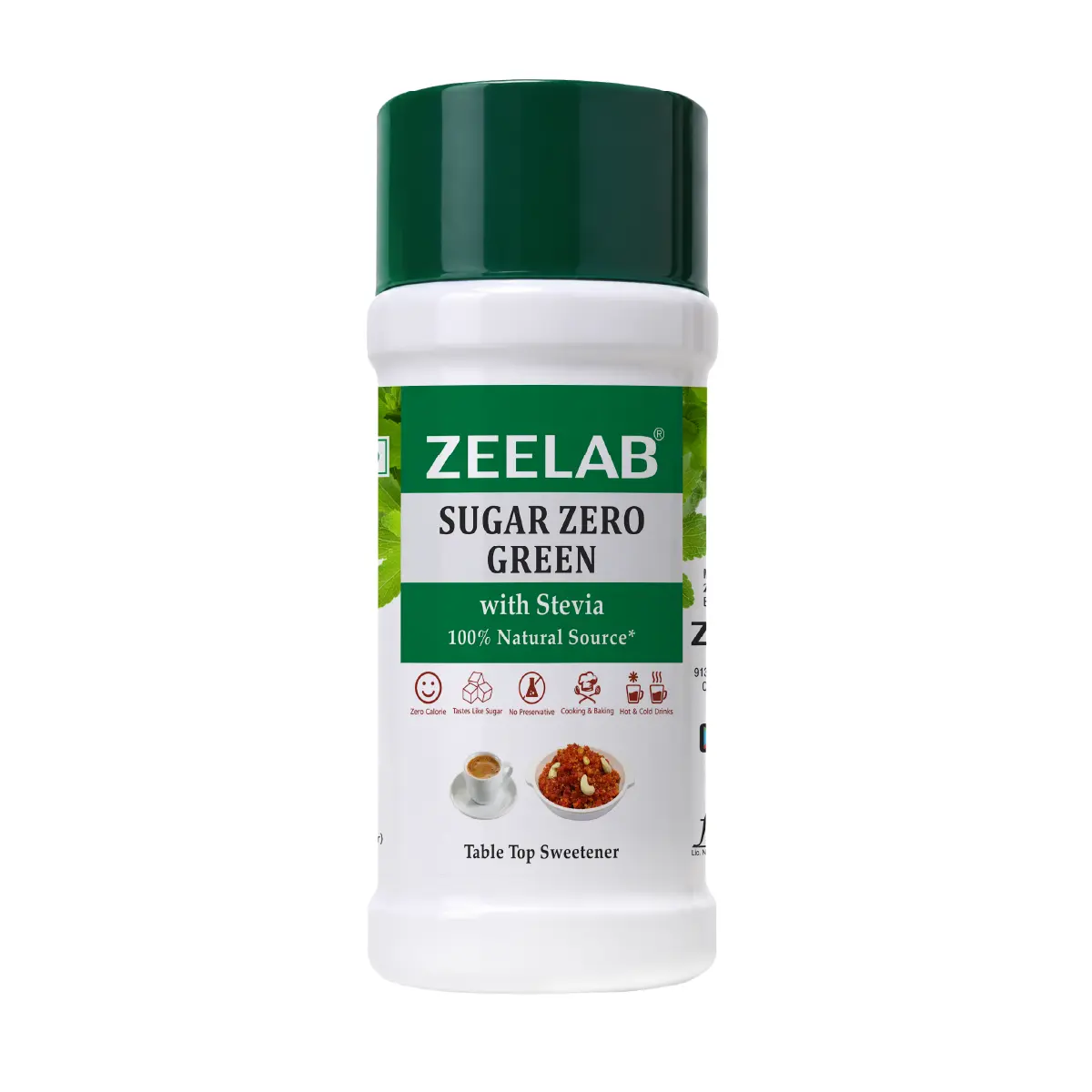 Zeelab Sugar Zero Green | Sugar Free Sweetener | Stevia & Sucralose