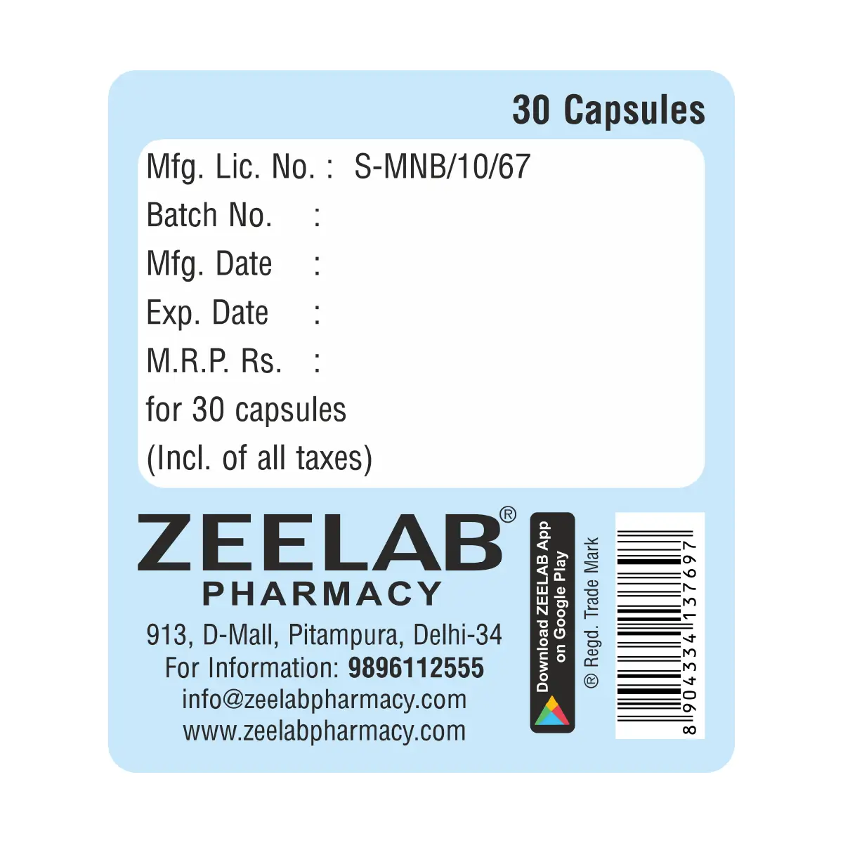 Zeelab Vitamin A Capsule | Supports Vision, Skin & Immunity Health