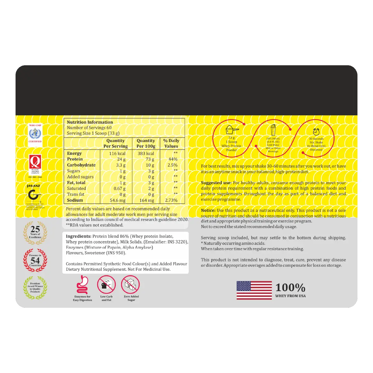 ZEELAB Whey Protein Isolate Powder French Vanilla Creme