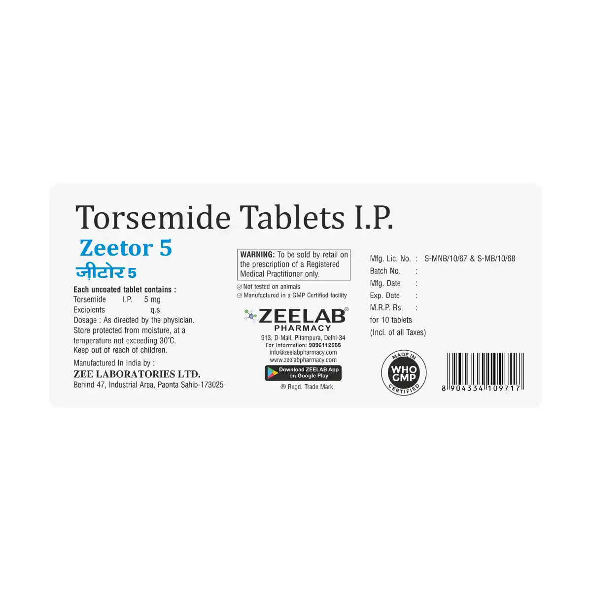 Zeetor 5 Tablet
