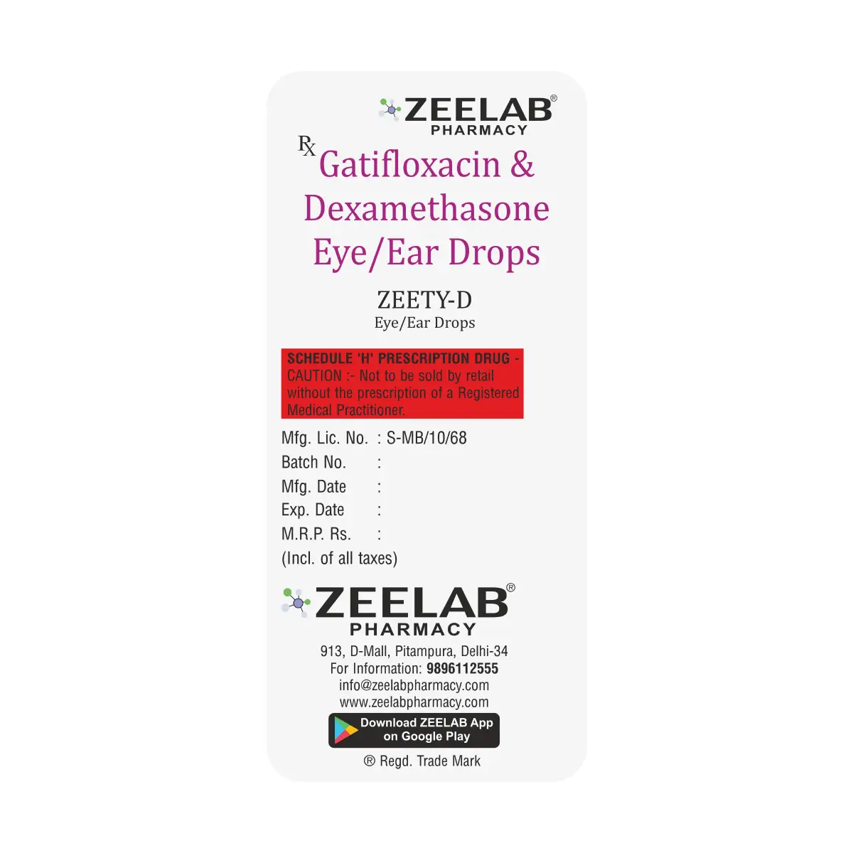 Zeety D Eye/Ear Drops 5 ml