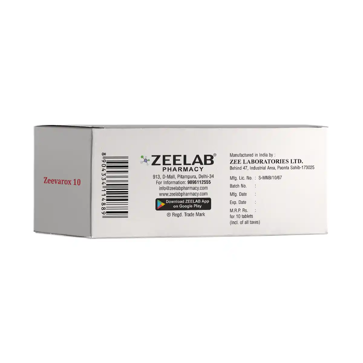 Zeevarox 10 Anticoagulant Tablet
