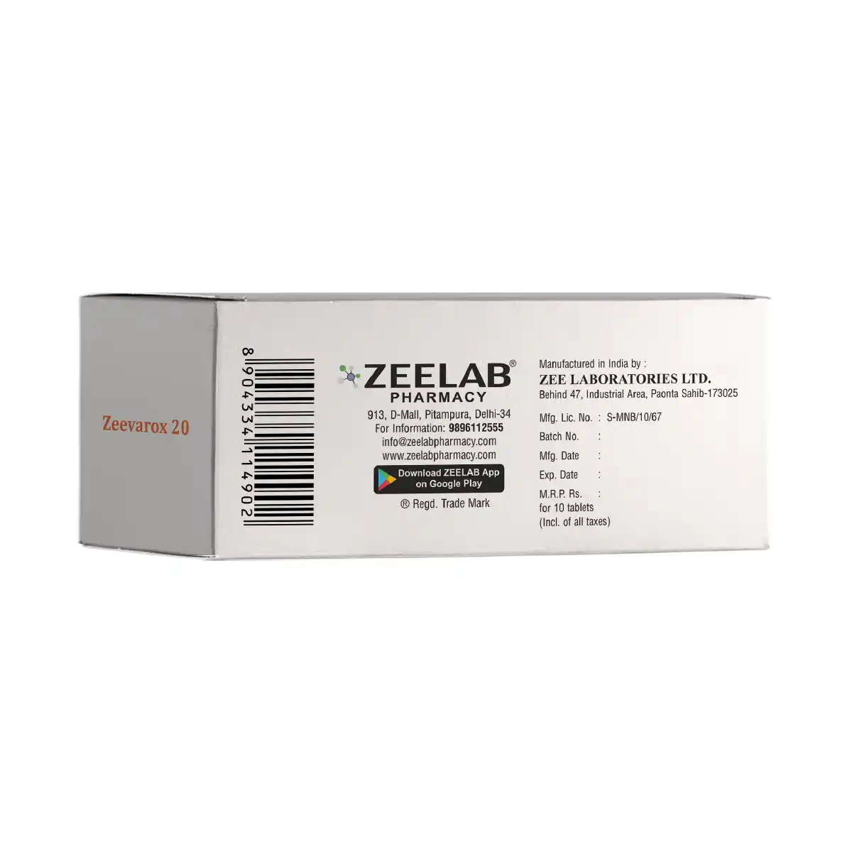 Zeevarox 20 Anticoagulant Tablet