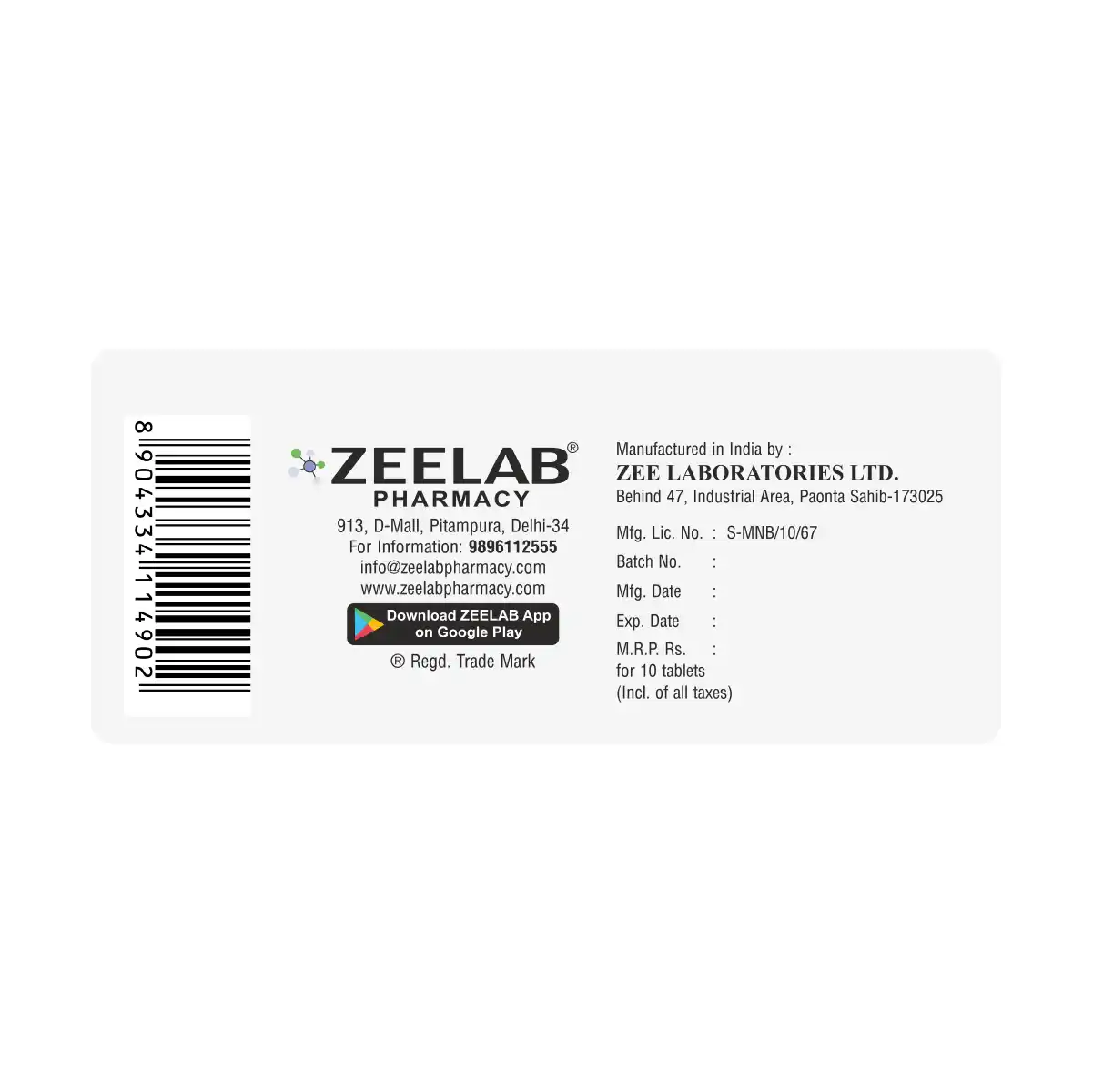 Zeevarox 20 Anticoagulant Tablet