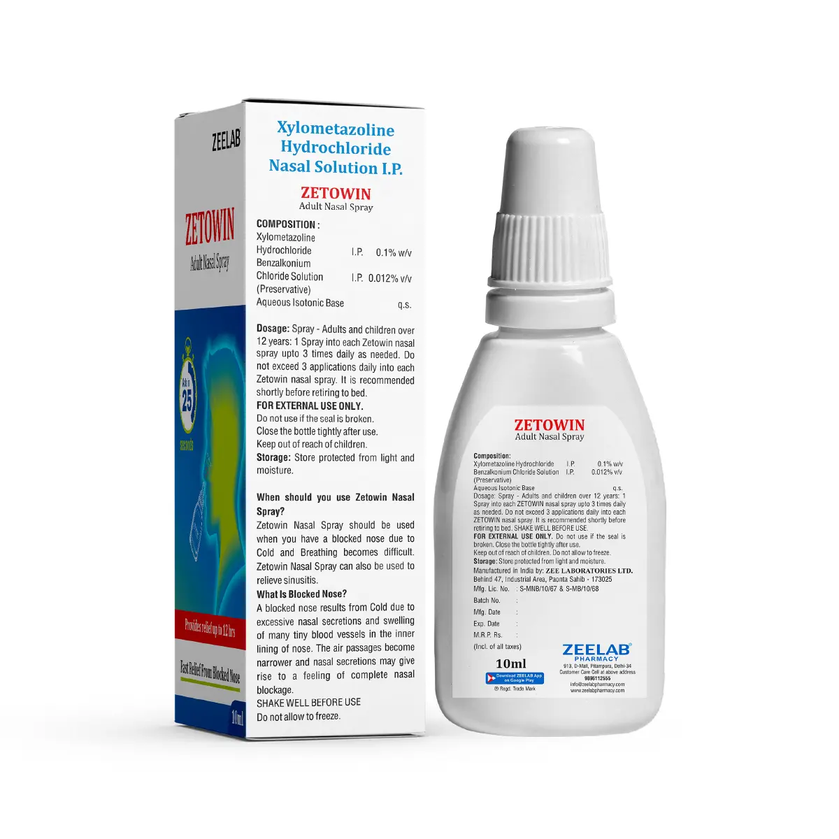 Zetowin Xylometazoline 0.1% Nasal Drop