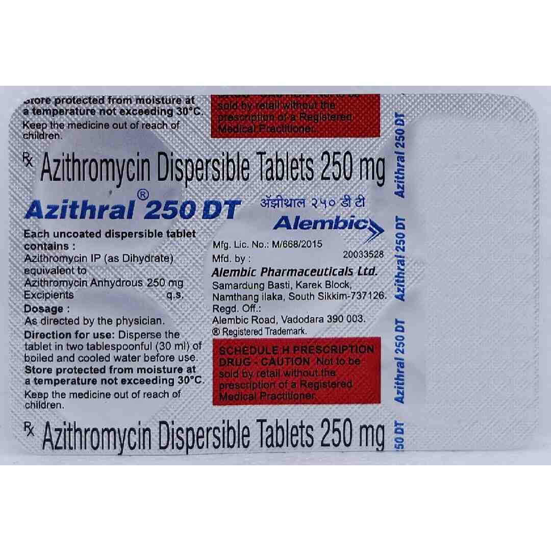 Azithral 250mg Dt Tablet - Uses, Benefits, Side Effects & Price
