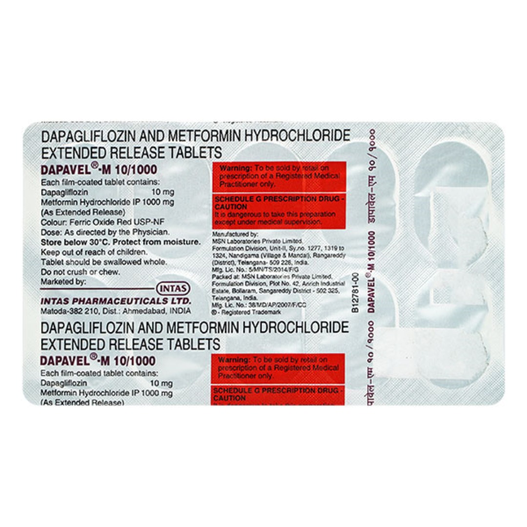 Dapavel M 10/1000 Tablet ER