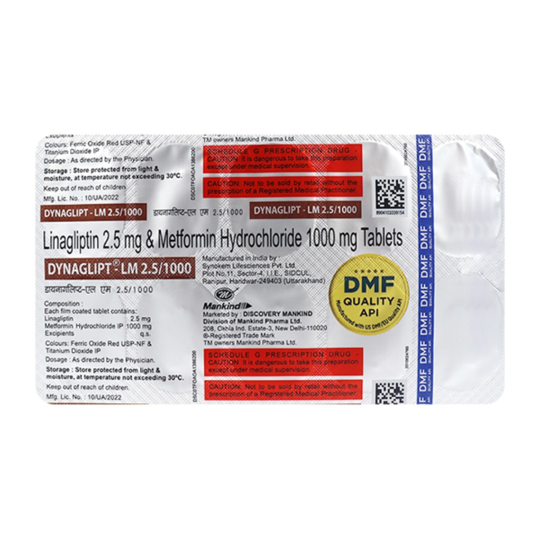 Dynaglipt LM 1000mg/2.5mg Tablet