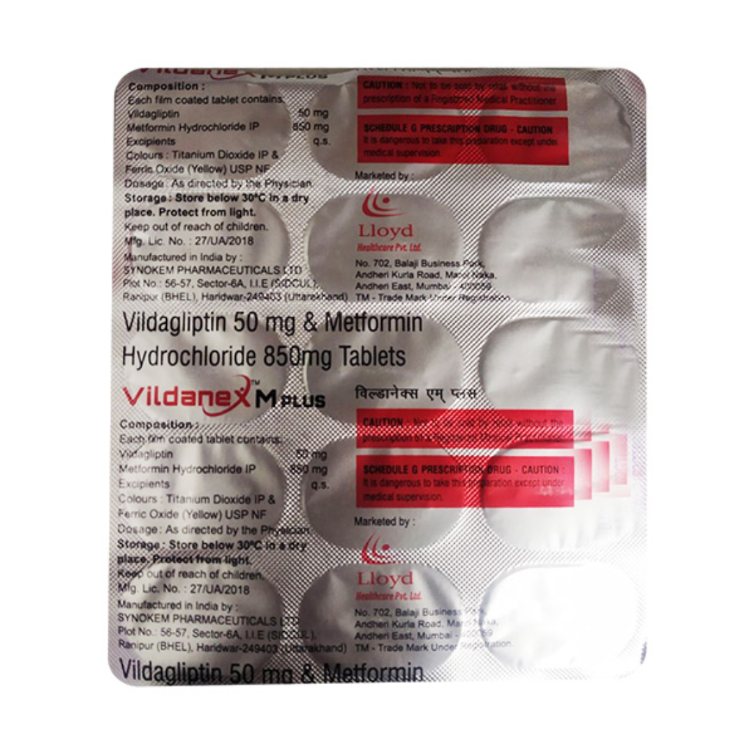 Vildanex M Plus 850mg/50mg Tablet