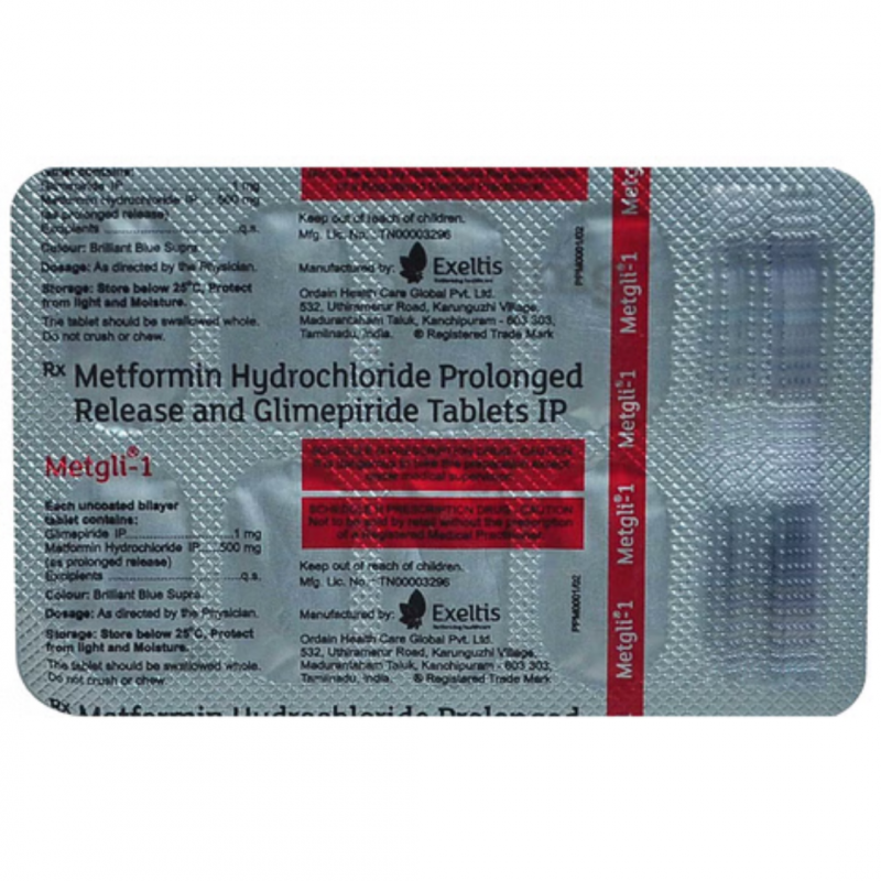 Metgli 1mg/500mg Tablet PR Metgli 1mg/500mg Tablet PR