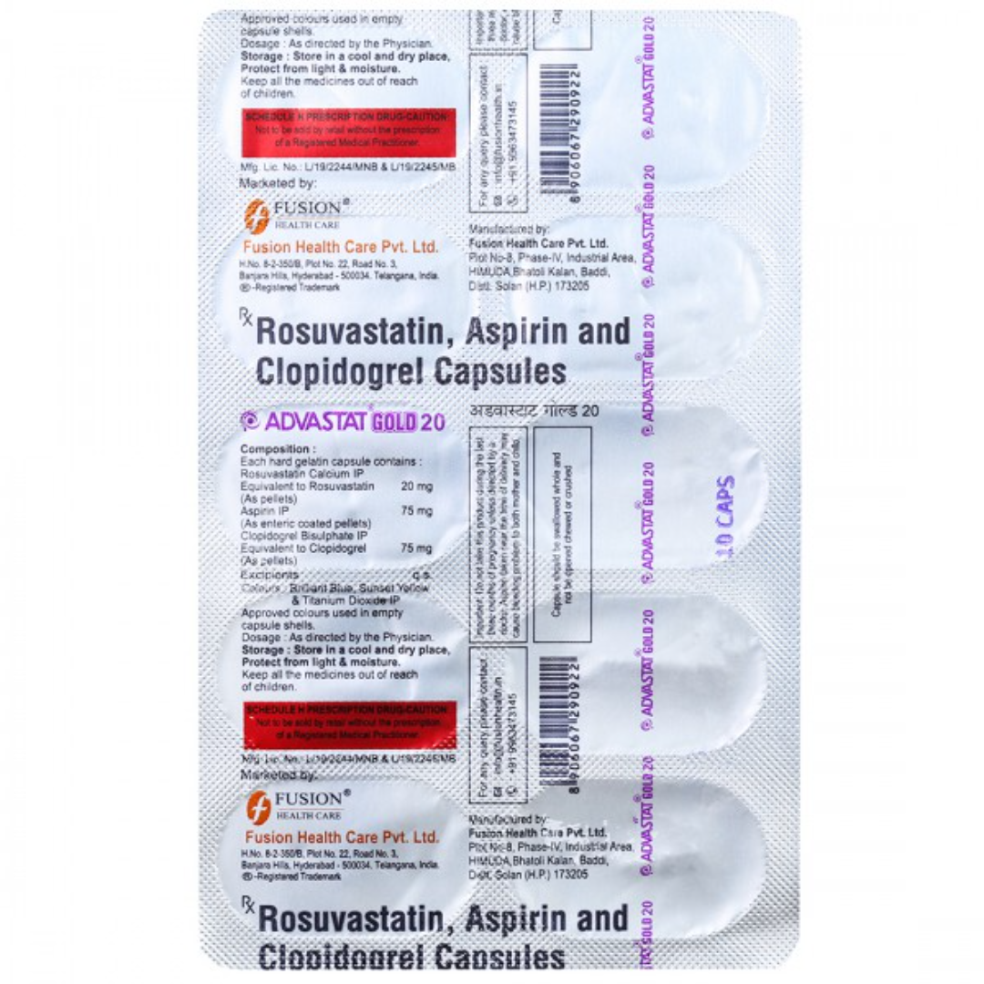 Advastat Gold 20 Capsule - Uses, Price, Side Effects, Substitute