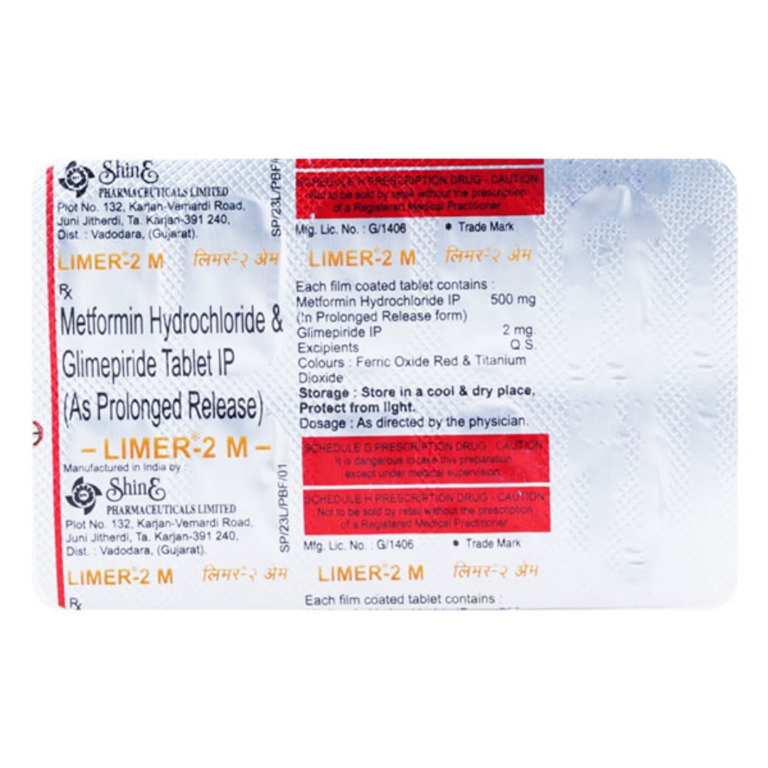 Limer M 2 mg/500 mg Tablet - Uses, Price, Side Effects, Substitute