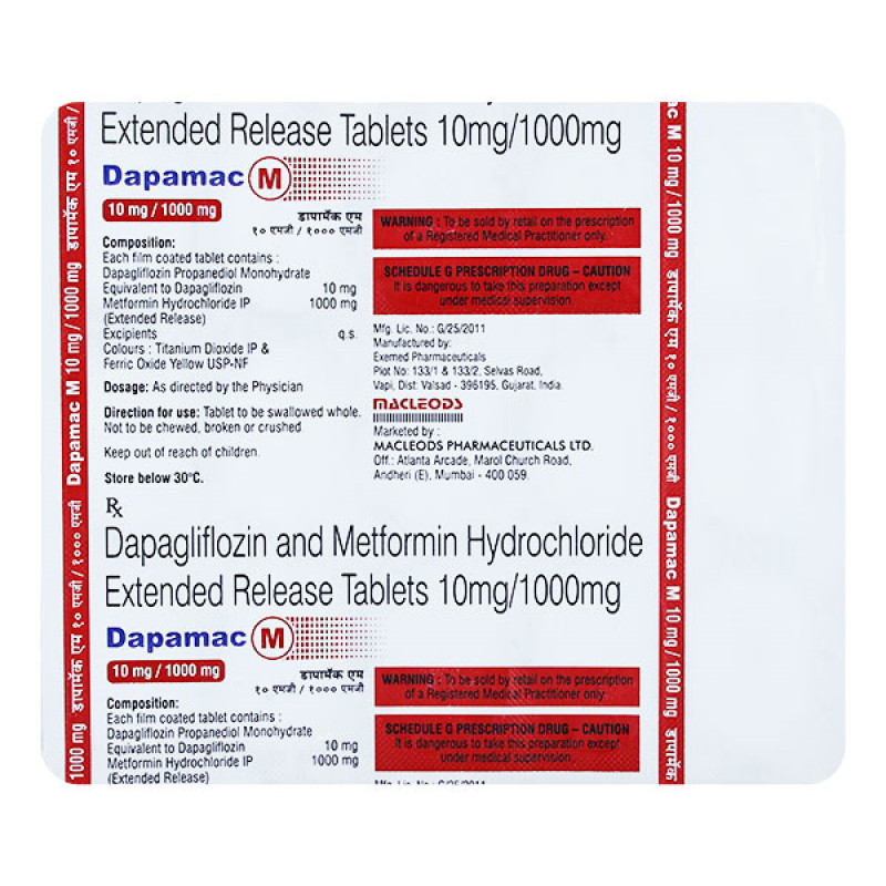 Dapamac M 10mg/1000mg Tablet ER Dapamac M 10mg/1000mg Tablet ER